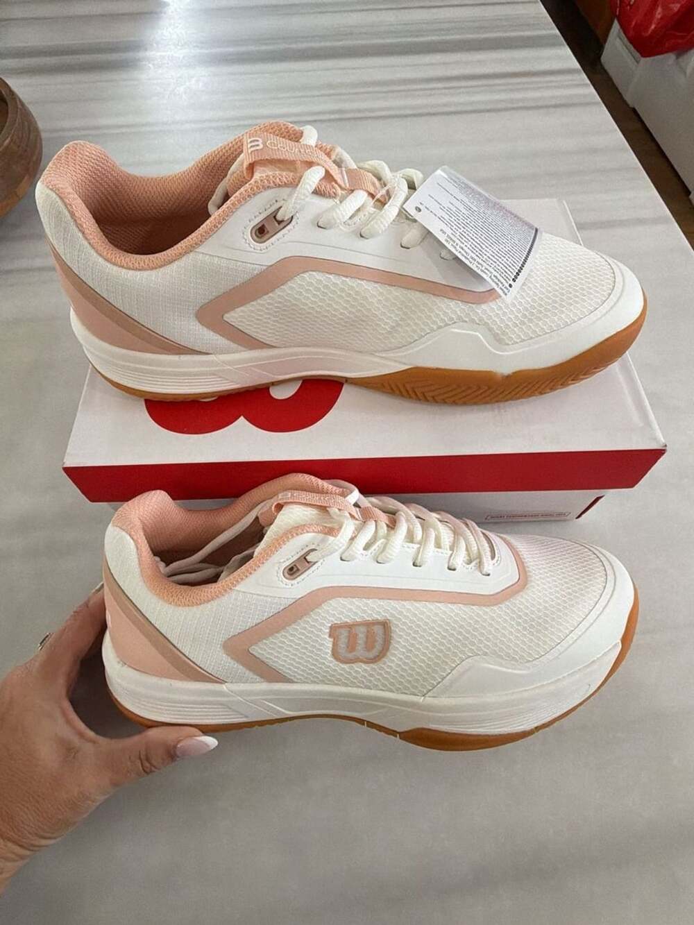 Wilson Courtglide W Women's Tennis Shoes White/Cameo Rose/Gum Size 11